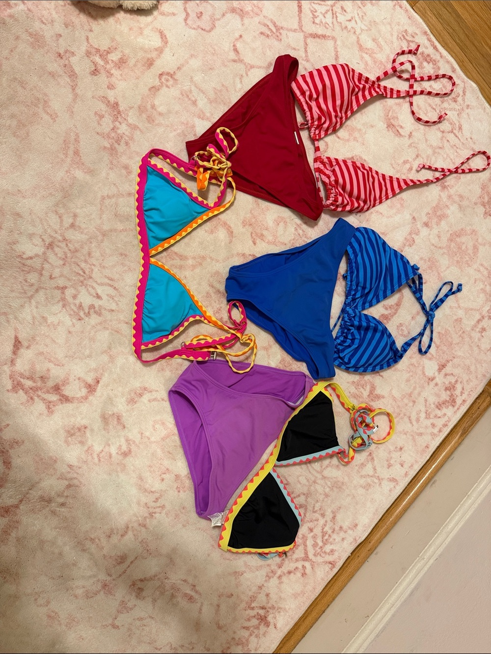 Kids Multicolor Mix 5-Piece Swimwear Set - Blue, Purple, Red, Teal, Black
